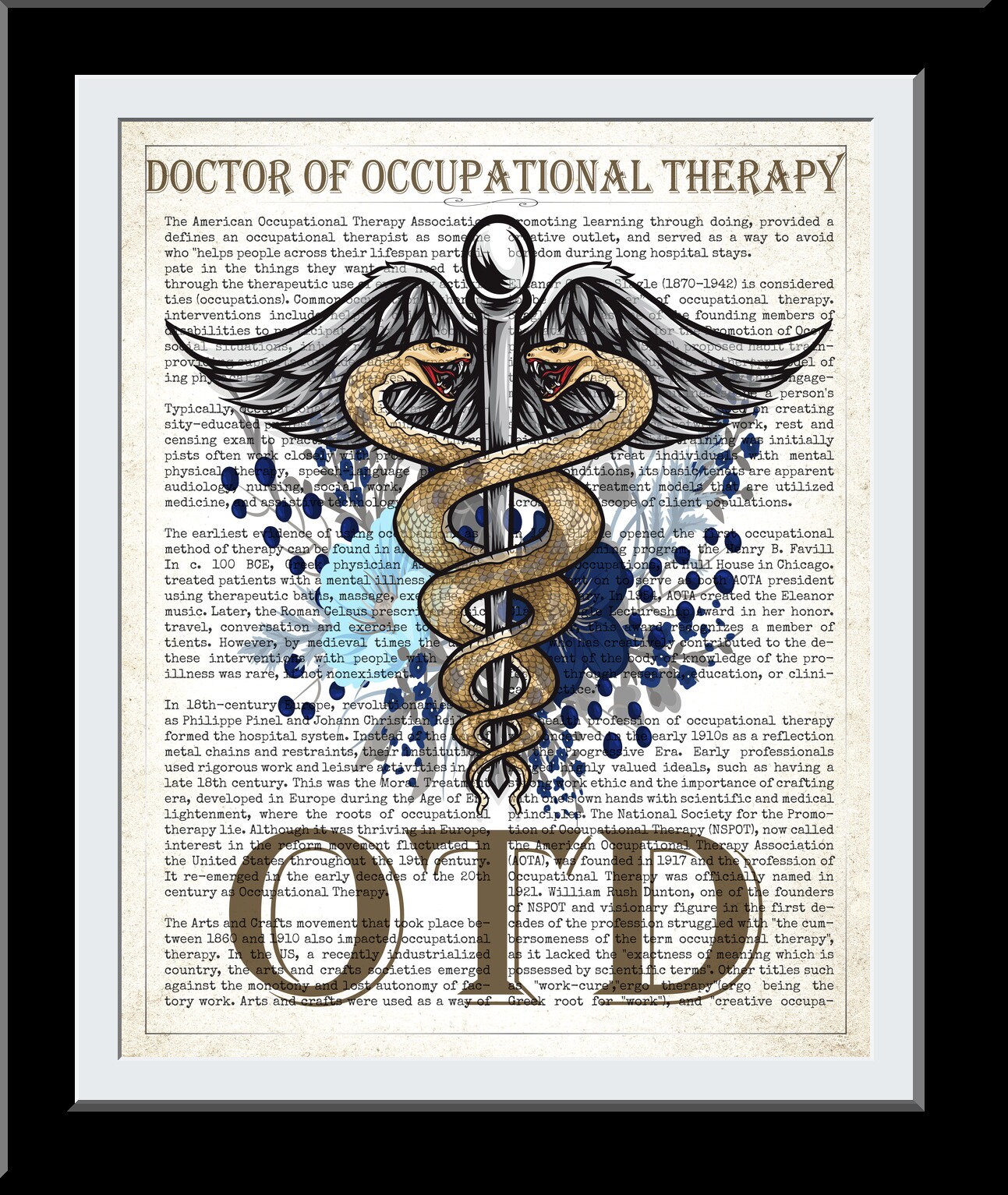 OTD With Flowers Print Doctor of Occupational Therapist Gift - Etsy Norway