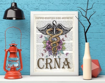 CRNA with Flowers Gift, Certified Registered Nurse Anesthetist Print, CRNA Gift, Medical Print, CRNA Graduation, Anesthetist Gift Idea