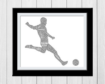 Soccer Gifts for men Personalized Word Art Gift Football Gift Soccer Gift For Soccer Player Wall Prints Wall Art Decor Gift Wall Art Prints