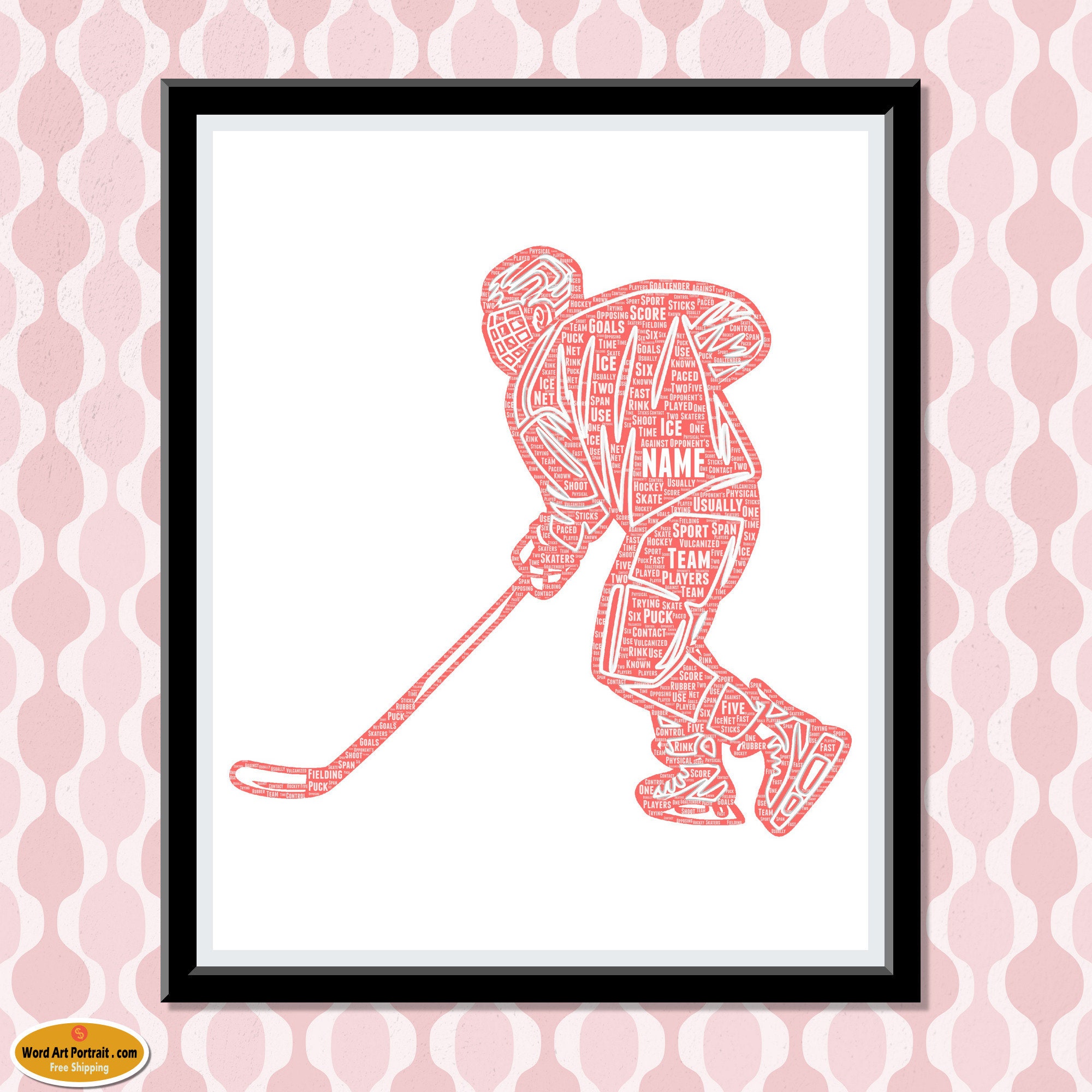 Ice Hockey Personalised gift - Ice Hockey Gift - Gift For Son -- Dad- Uncle Brother Husband - Word Wall Art Room Prints - Personalized