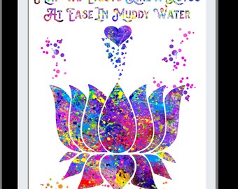 Lotus Wall Art Inspirational Art Print Lotus Wall Art Poster Unique Home Decor for Studio Bathroom Bedroom Gift for Women Zen Buddha