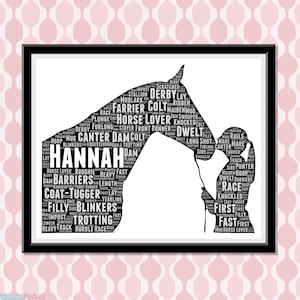 Horse Gift for girl horse lover gift Personalized Wall Art for Girls Horse Gift for Riders Dressage Showjumping Equestrian Gifts Word Art