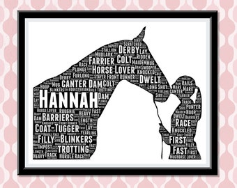 Horse Gift for girl horse lover gift Personalized Wall Art for Girls Horse Gift for Riders Dressage Showjumping Equestrian Gifts Word Art