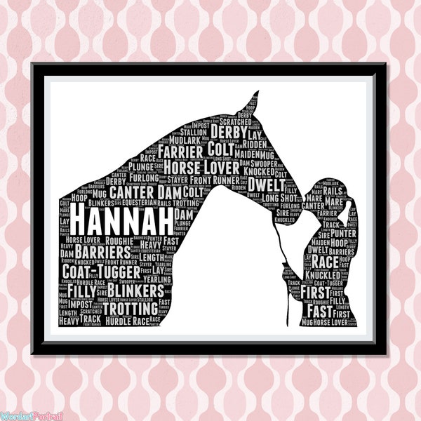 Horse Gift for girl horse lover gift Personalized Wall Art for Girls Horse Gift for Riders Dressage Showjumping Equestrian Gifts Word Art