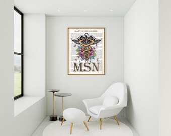 Masters in Nursing Gift, MSN with Flowers Print, Masters of Science in Nursing, Nursing Graduate Gift Idea, Nurse Graduation Gift Idea