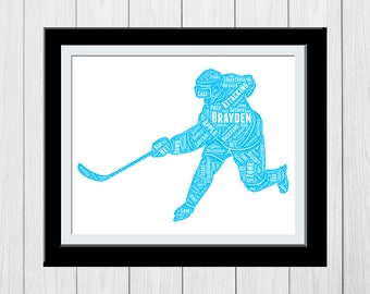Regalo para jugador de hockey hockey sobre hielo jugando Campeón Regalos para él Pingüinos Ideas de regalo NHL Regalos Palabra Arte Decoración