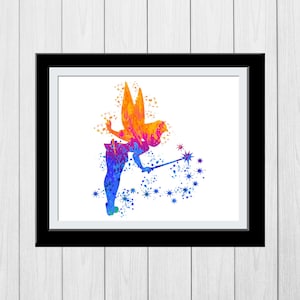 Tinker Bell Art, Water color Peter Pan, Tinkerbell Wall Art, Tinkerbell Print, Nursery Art, Girl Room Decor, Baby Room Decor