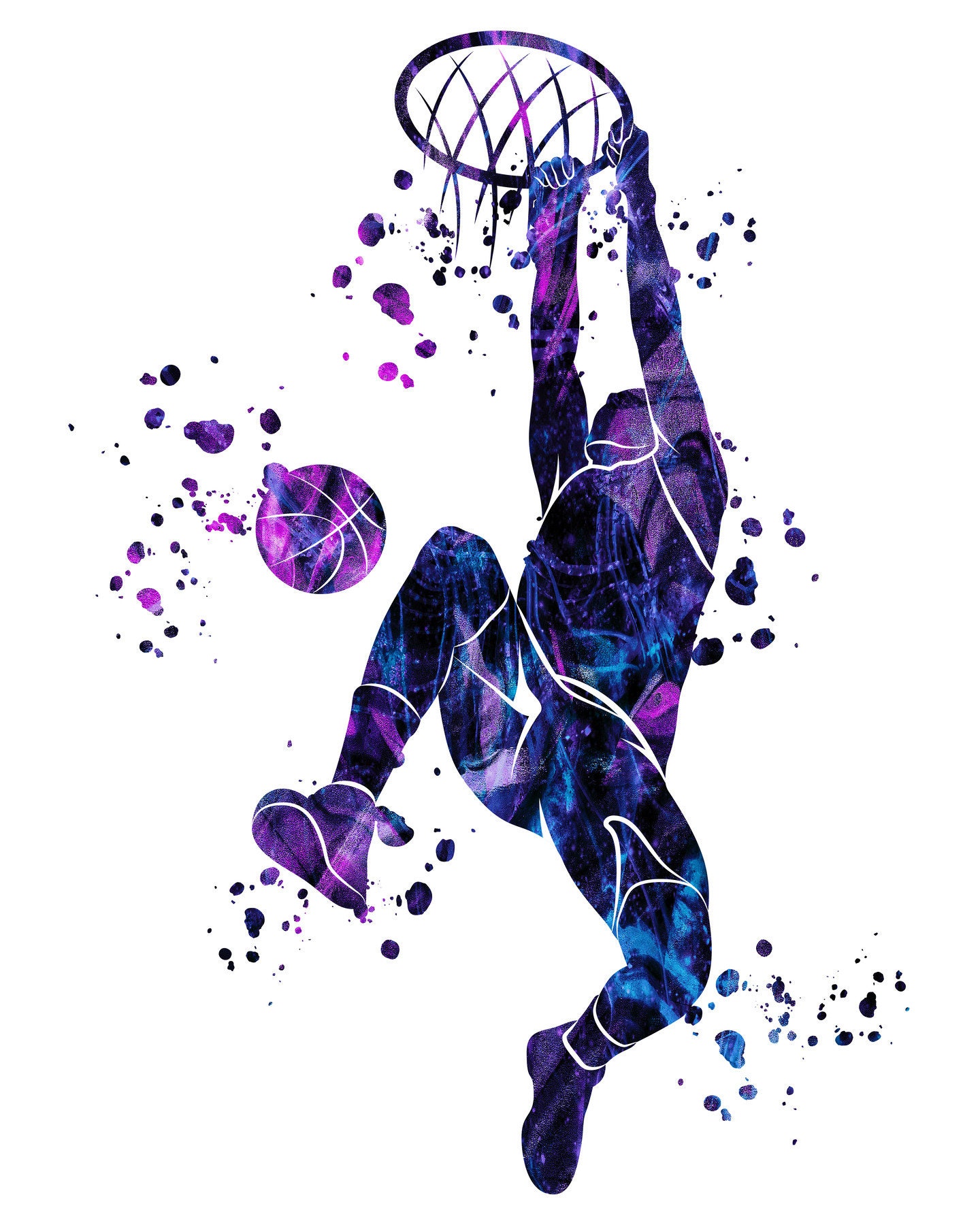 Basketball Wall Hanging Basketball Watercolor Print Jumpman Etsy