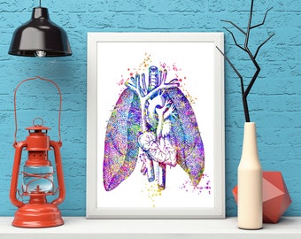 Anatomía Arte Arte Pulmonar Pulmones Arte Imprimir Cuerpo Obra de arte médico, Decoración de oficina, Médico, Enfermera, Descarga digital, Impresiones de arte, Regalos médicos