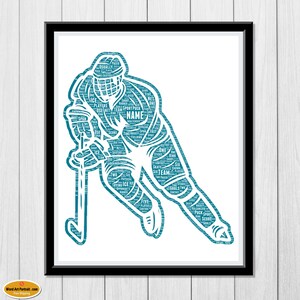 Personalized Hockey wall decor - Ice Hockey Gift  For Son, Dad, Uncle Brother Husband - Word Wall Art Room Prints