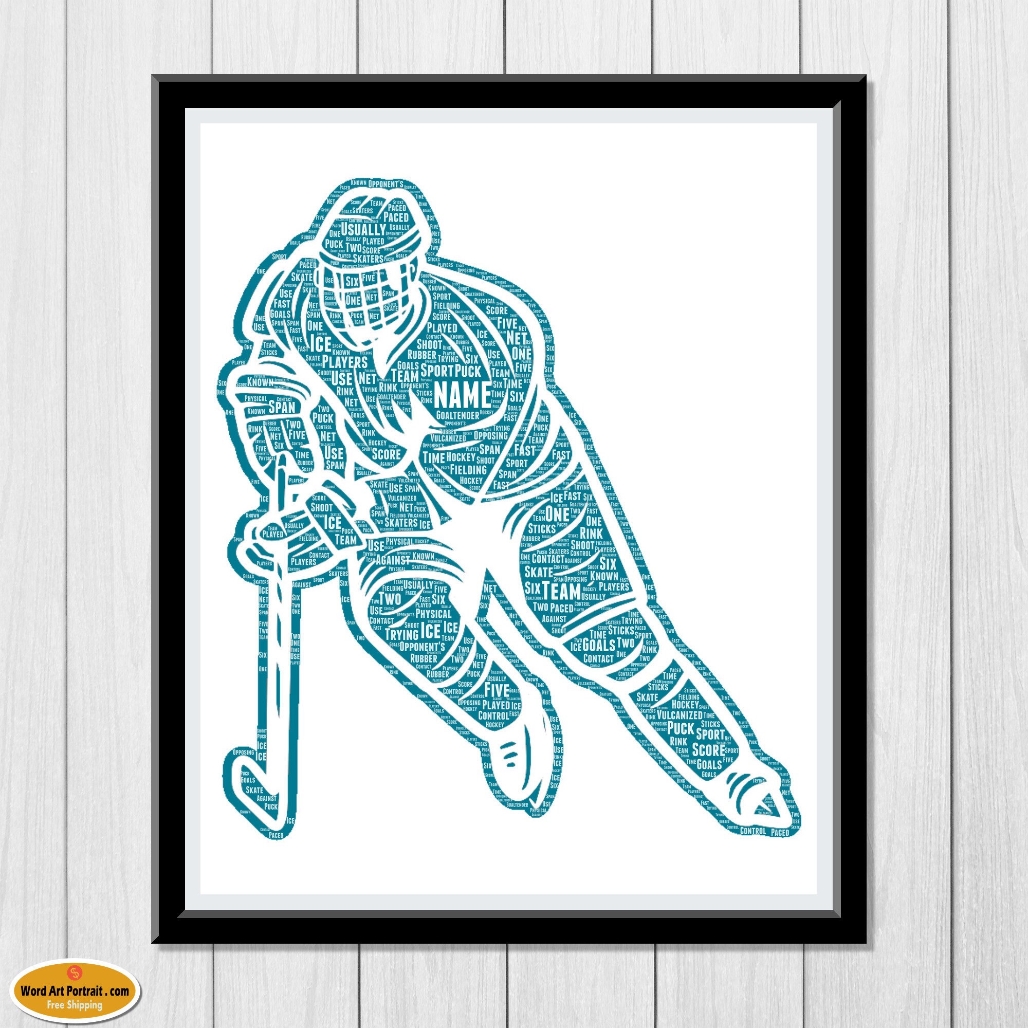 Personalized Hockey wall decor - Ice Hockey Gift For Son - Hockey word art -- Dad- Uncle Brother Husband - Word Wall Art Room Prints