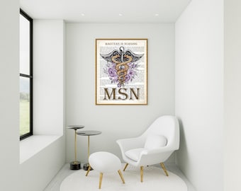 Master of Science in Nursing, MSN Gift, Masters in Nursing Print, Nursing Graduate Gift Idea, Medical Print, Nurse Graduation Gift Idea