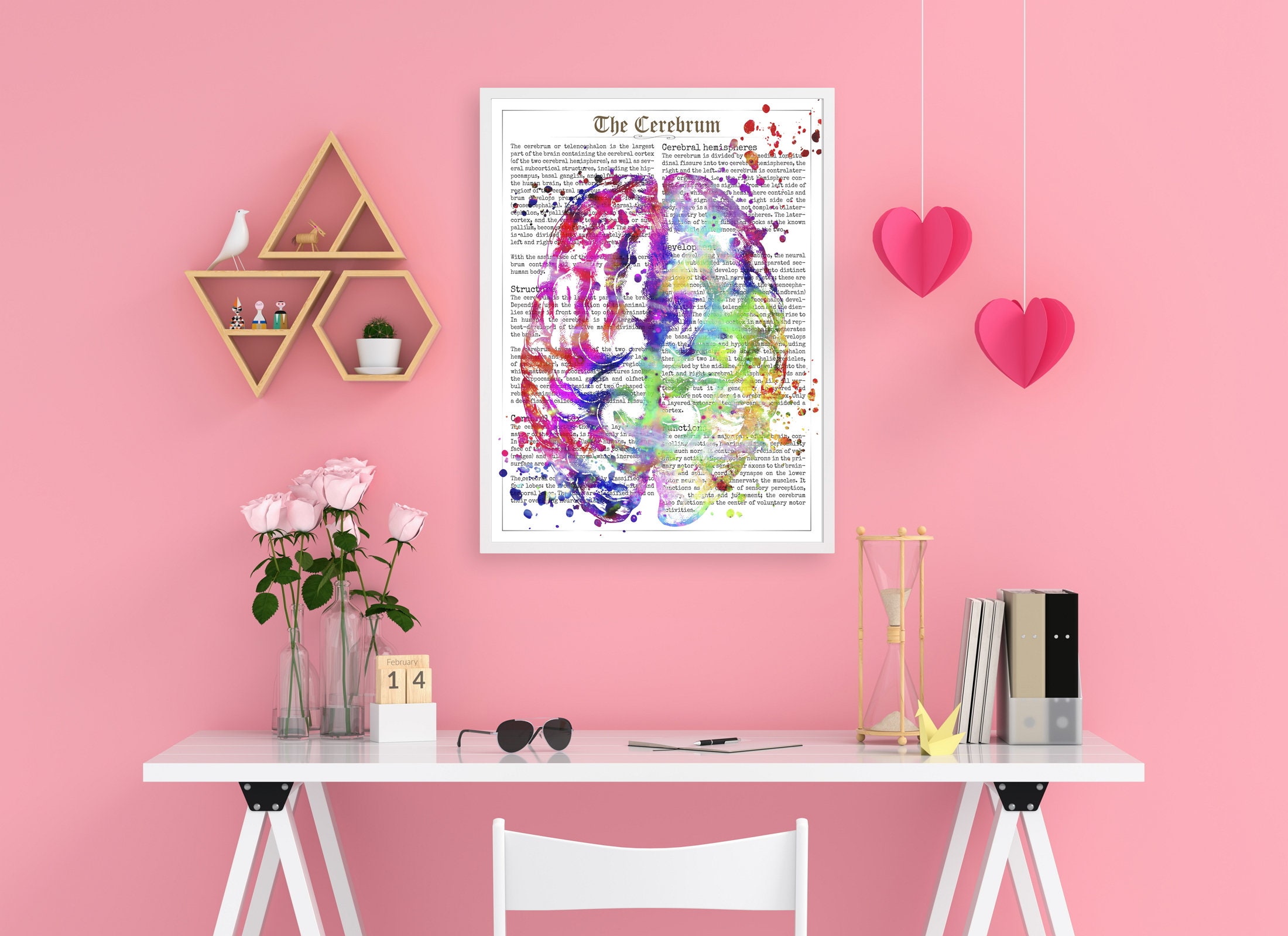 Brain Art Poster Cerebrum Anatomy Watercolor Print Psychology ...