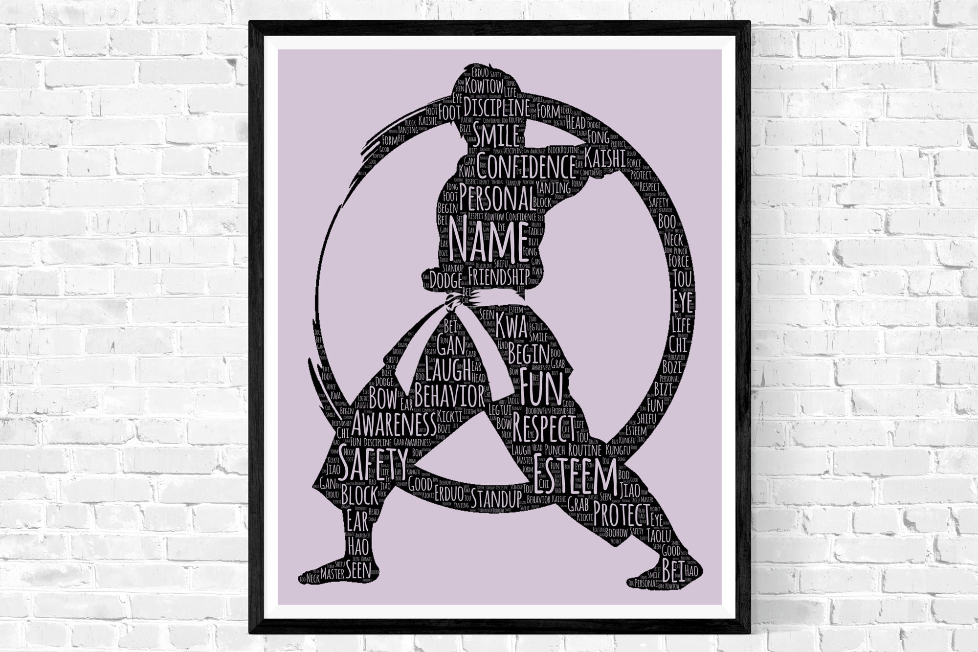 Personalized Judo Karate - Kung Fu Female Gift - Girl Word Cloud Typography - Gifts for Daughter Mother Sister Wife Girlfriend