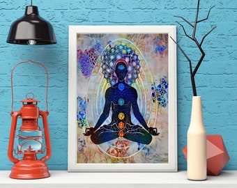 Yoga Studio Wall Hanging Decor Meditatie Poster Wall Art Meditatie Poster Yoga Studio Decor, Goddelijke Print, spirituele Kunst Wall Decor