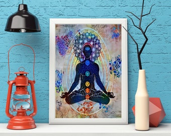 Yoga Studio Wall Hanging Decor Meditation Poster Wall Art Meditation Poster Yoga Studio Decor, Divine Print, spiritual Art Wall Decor