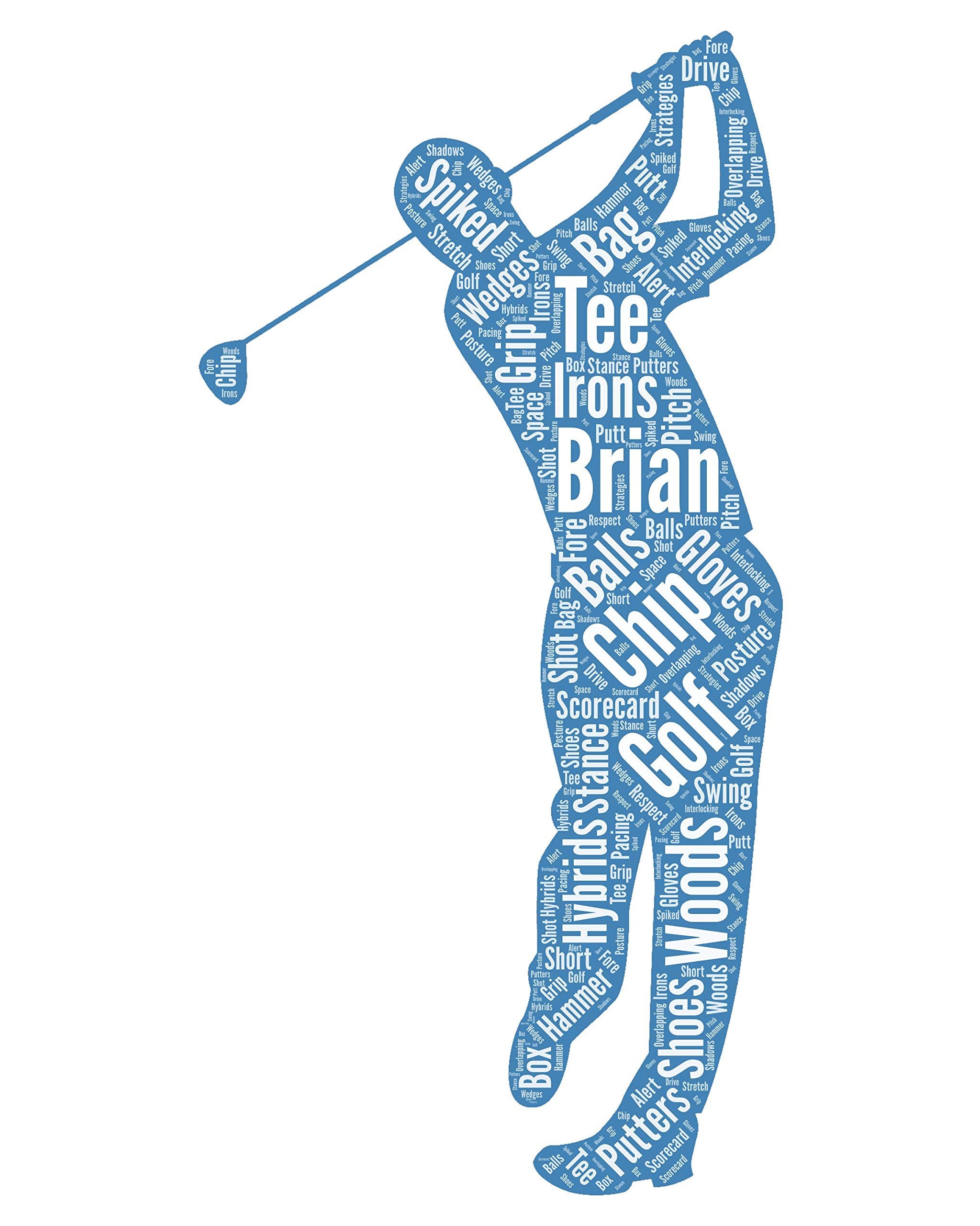 Male golfer Personalized golf gift for men - Golf Wall Art Decor - For Dad- Son- Brother- Him