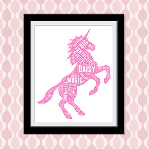 Unicorn Print Gift Personalize Unicorn Picture Poster, Unicorn decor, Unicorn Girls Room Decor Unicorn Wall Art, Unicorn Birthday Print