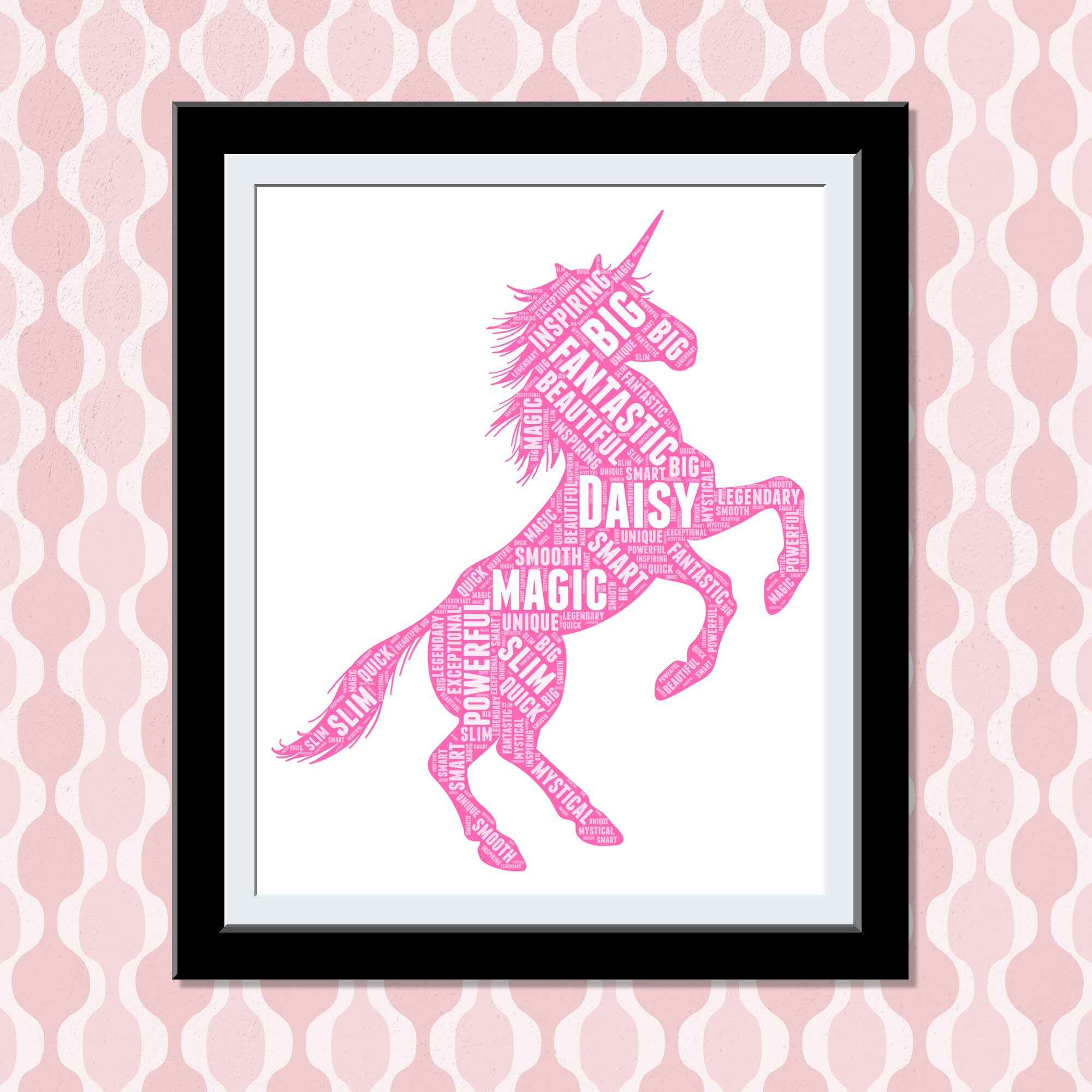 Unicorn Gift- Personalize Unicorn Picture Poster- Unicorn decor- Unicorn Girls Room Decor Unicorn Wall Art- Unicorn Birthday Print