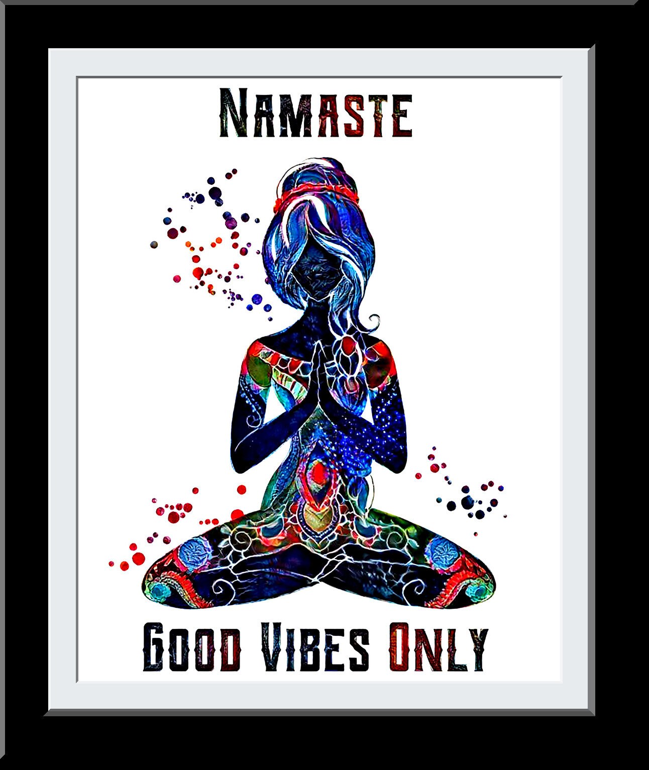 Namaste Yoga Art Good Vibes Print Yogini Lotus Pose Yoga Print