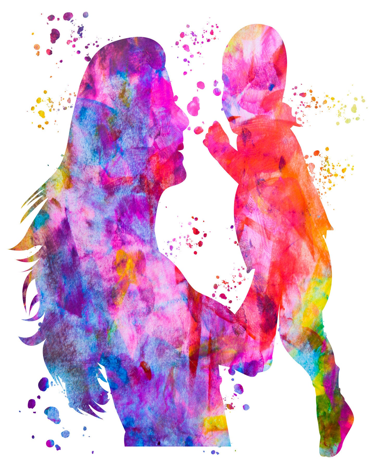 Abstract Mother and Baby Art Watercolor Print Mothers Day | Etsy