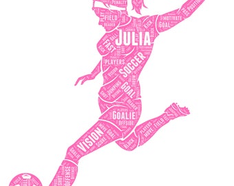 Voetbal cadeau vrouwelijke voetbal geschenken voetballer word art cadeau voetbal cadeau voetbal cadeau voor voetballer wall decor kunst aan de muur prints