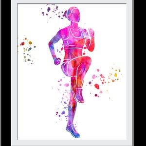 Runner Woman Watercolor Print Runner Woman Female Girl Marathon Winner Art Athlete Gift Poster Sports Running Gift Runners