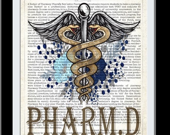 PharmD with Flowers Print. Doctor of Pharmacy Gift, PharmD Student Graduation Gift idea, Pharmacist Art, Pharmacy Art, Doctors Office Decor