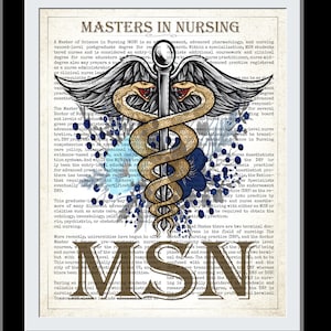 Prezent MSN, wydruk Master in Nursing, Master of Science in Nursing, pomysł na prezent dla absolwenta pielęgniarstwa, wydruk medyczny, pomysł na prezent dla pielęgniarki