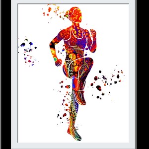 Gift For Runner Woman Watercolor Print Runner Woman Female Girl Marathon Winner Art Athlete Gift Poster Sports Running Runners