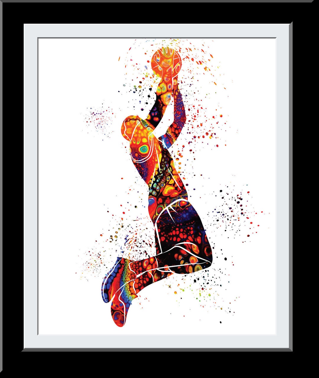 Basketball Sport Wall Art Basketball Watercolor Print Jumpman Nba