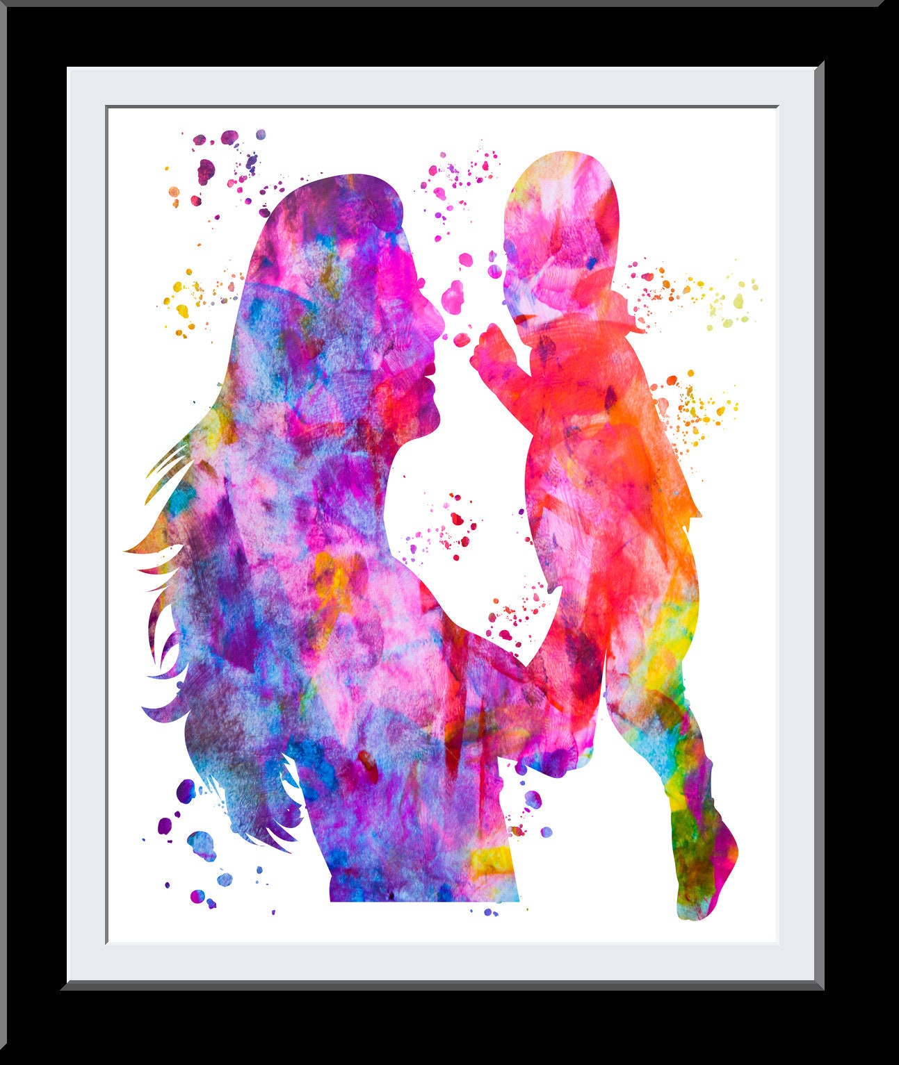 Abstract Mother And Baby Art Watercolor Print Mothers Day | Etsy