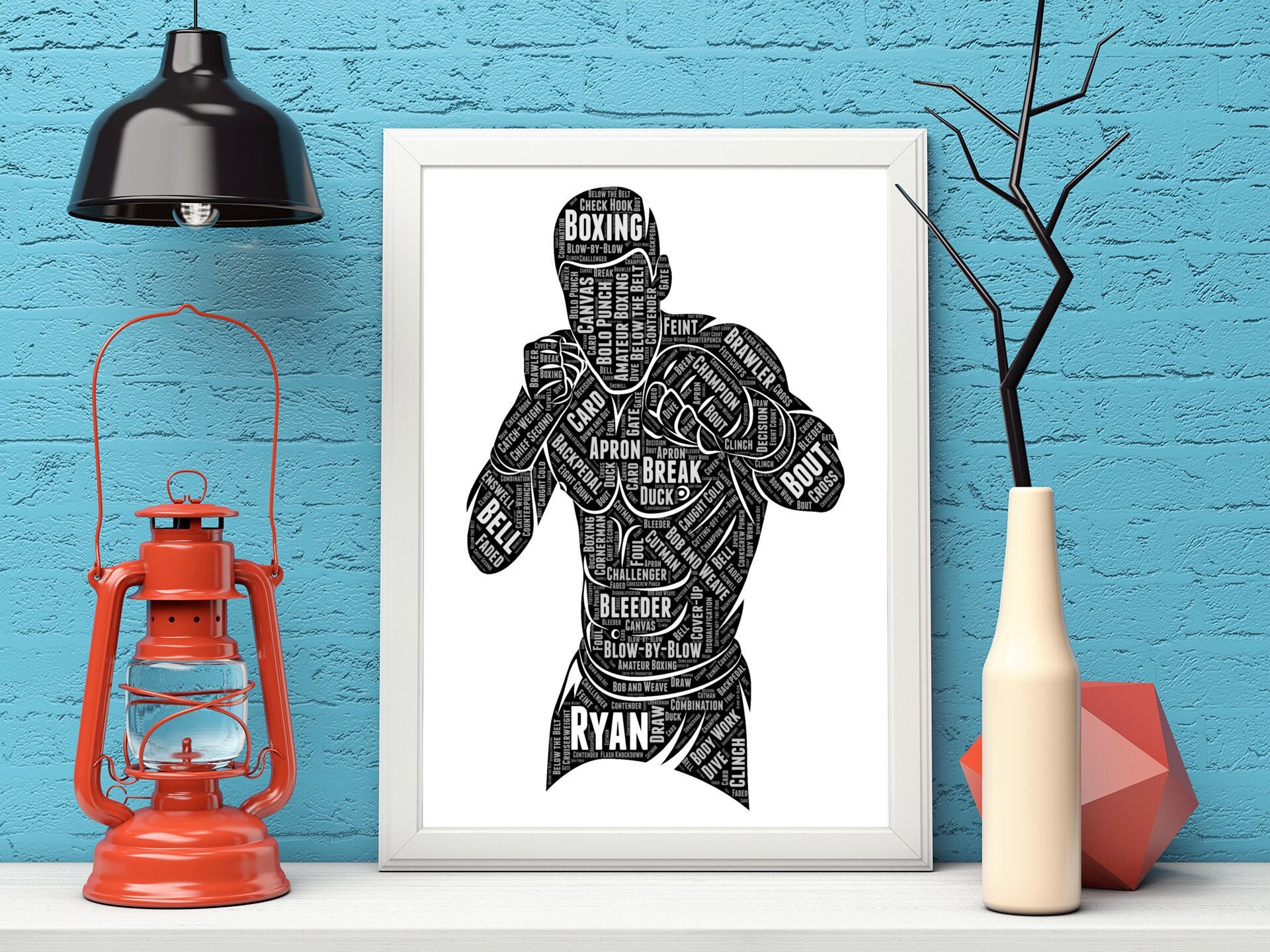 Personalized Boxing Gift for him Personalised Boxer Team Player Gift Word Art Boxing Punch Wall Art Wall Room Decor Print