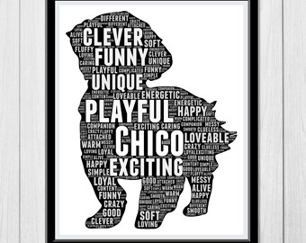 Maltese Dog Personalized Gifts for dog lovers / Maltese Shih Tzu Gift / Dog picture frames / dog owners Presents Word Cloud Art Wall Print