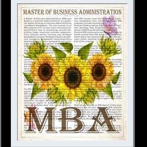 MBA graduation gift , MBA gift, Gift card, mba graduation, gift for a him, Mba graduate, Mba gift man, Mba grad, MBA graduate gift Prints Sun Flowers