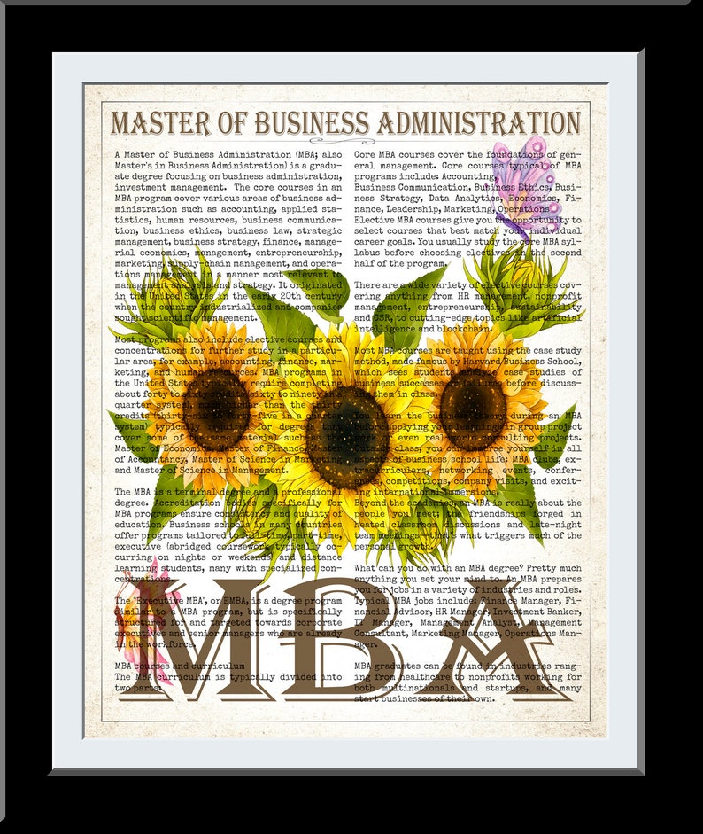 MBA graduation gift , MBA gift, Gift card, mba graduation, gift for a him, Mba graduate, Mba gift man, Mba grad, MBA graduate gift Prints Sun Flowers