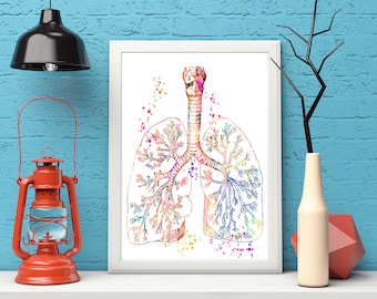 Arte pulmonar Pulmones Arte Imprimir Anatomía corporal Arte, Obra de arte médico, Decoración de oficina, Médico, Enfermera, Descarga digital, Impresiones de arte, Regalos médicos