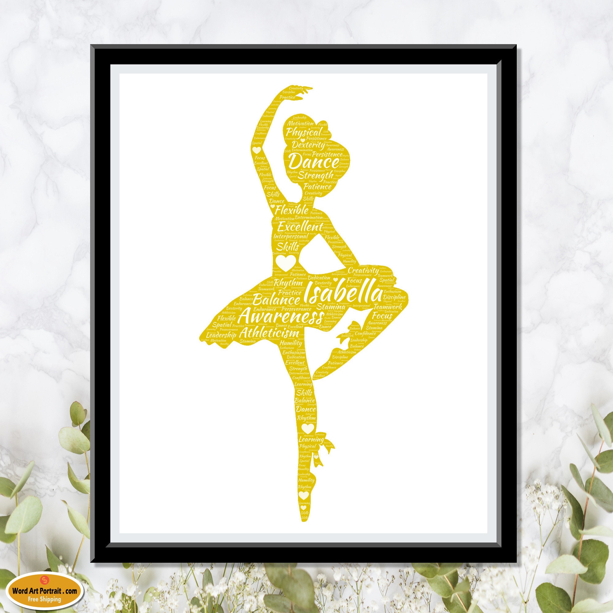 Ballerina Wall Art Print - Ballet Dance Girl Word Art Cloud