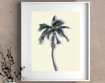 Palm Tree Tropical Wall Art Grafisch Ontwerp Digitaal Print Downloadbare JPEG 16x20 11x14 8x10