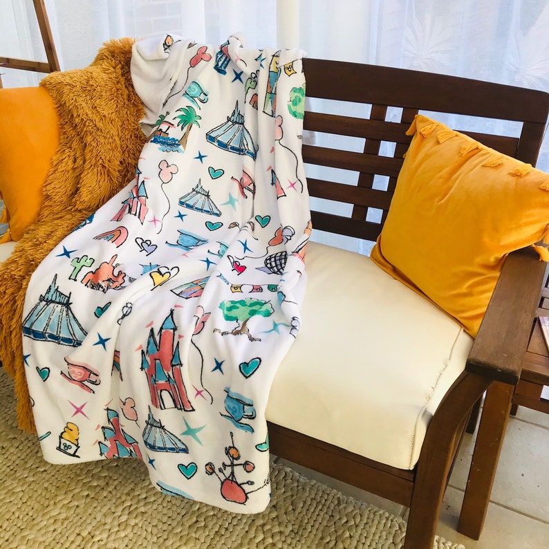 Walt Disney World Throw Blanket Fuzzy Disney Parks Blanket Etsy