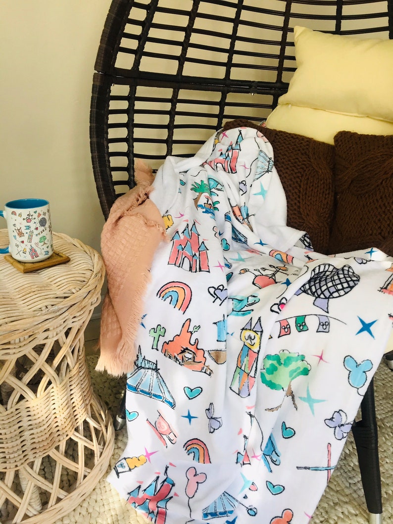 Walt Disney World Throw Blanket Fuzzy Disney Parks Blanket Etsy