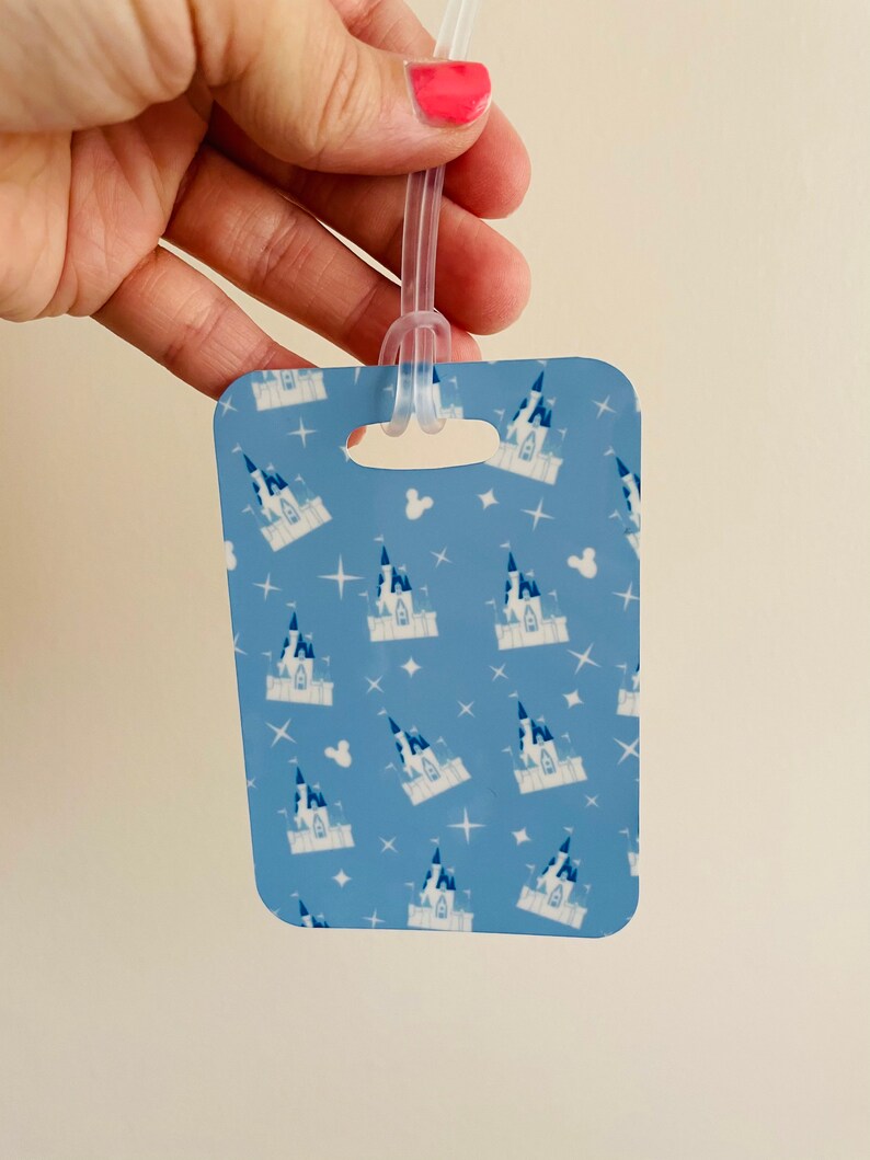 Disney Cinderella Castle Blue Walt Disney World Luggage Tag Etsy