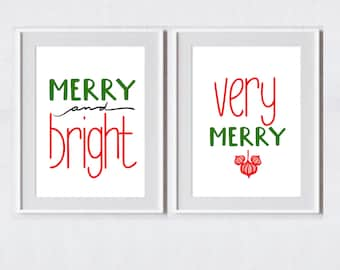 Very Merry Christmas Printable | 4 Digital Art Prints | Fa La La Christmas Wall Art | Cocoa Bar Christmas Art | INSTANT DOWNLOAD