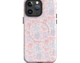 Pastel Disney Coquette Castle iPhone MagSafe Tough Case Bows Mickey Balloon and Hearts Magical Girly Pretty Disney Phone