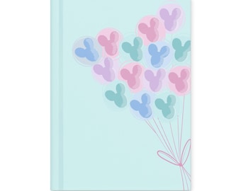 Mickey Balloons Disney Journal Hardcover 5.75 x 8 Pastel Pink and Blue Disney Gift Disney Hardcover Journal