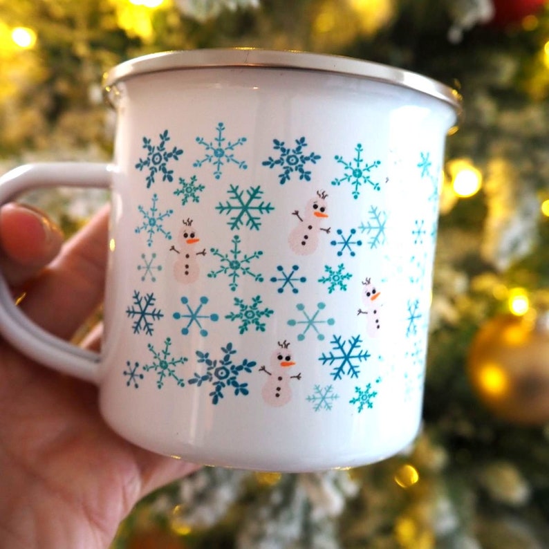 Disney Frozen Mug Olaf the Snowman Disney Camping Mug with Snowflakes Snowman Mug image 1