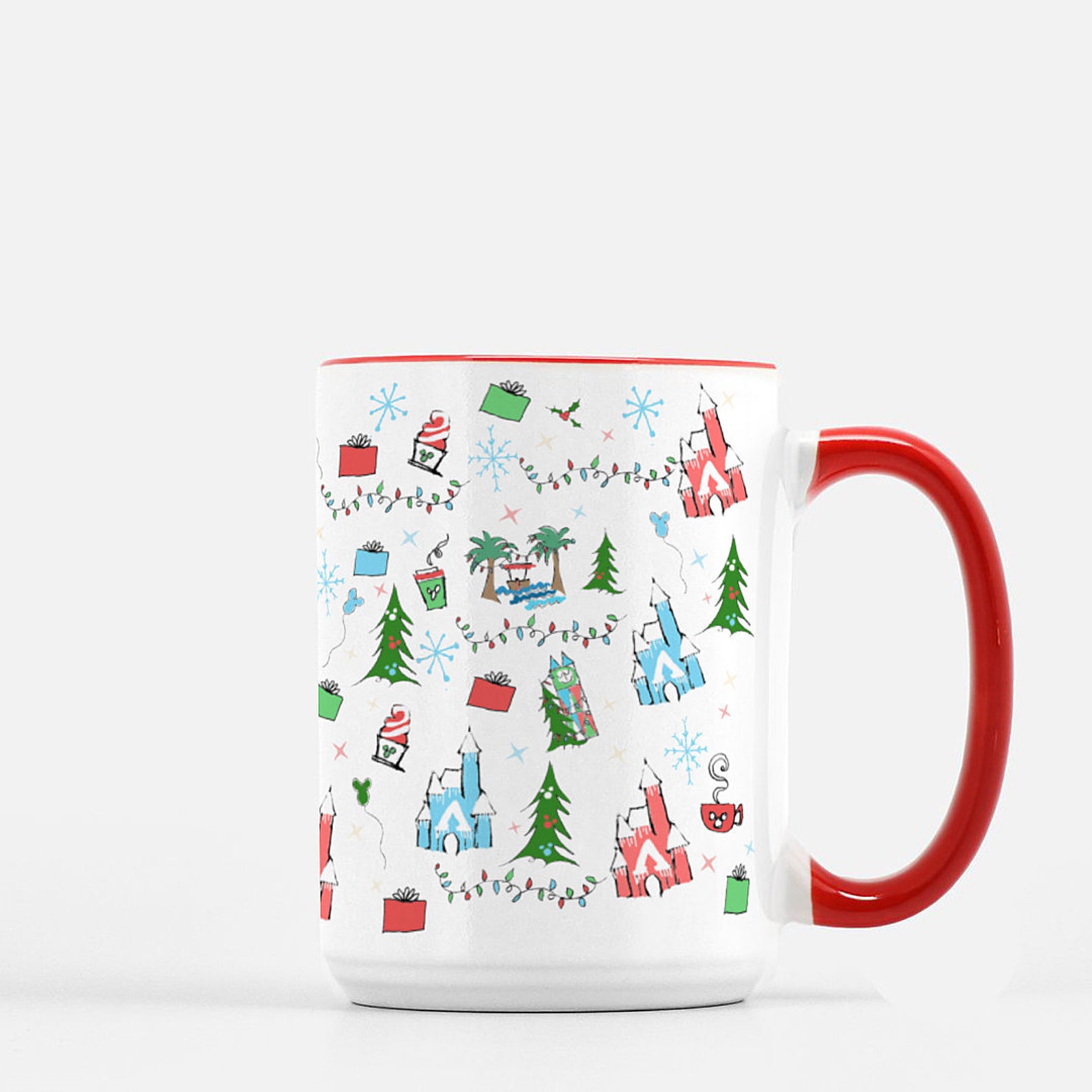 Disney Christmas Mug Oh What Fun Disney Holiday Mug With Red Etsy