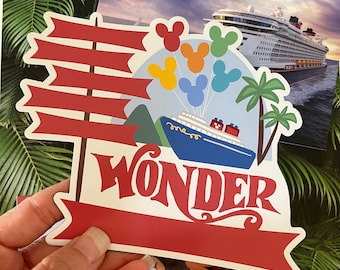 Disney WONDER Cruise Magnet Family Cruise Magnet for Disney Cruise Door Writeable 5"x 6" Disney Magnet