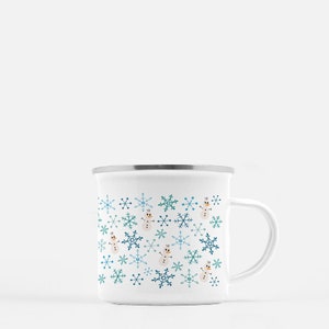 Disney Frozen Mug Olaf the Snowman Disney Camping Mug with Snowflakes Snowman Mug Blue Olaf