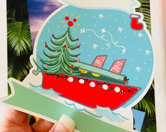 Disney CHRISTMAS CRUISE Magnet Family Cruise Magnet for Disney Cruise Door Writeable 5"x 5" Disney Magnet